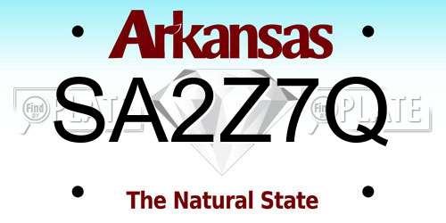 SA2Z7Q Arkansas License Plate