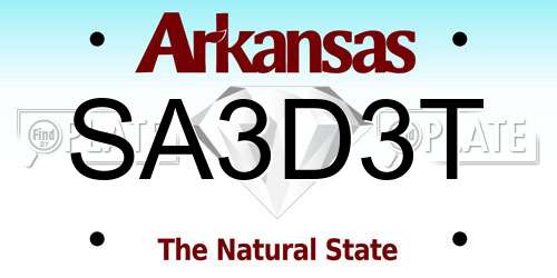 SA3D3T Arkansas License Plate