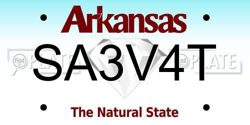 SA3V4T Arkansas License Plate