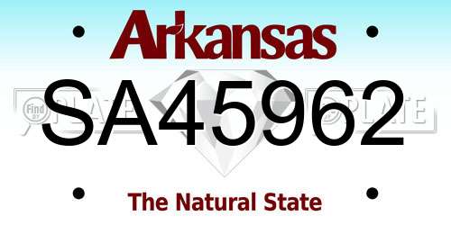 SA45962 Arkansas License Plate