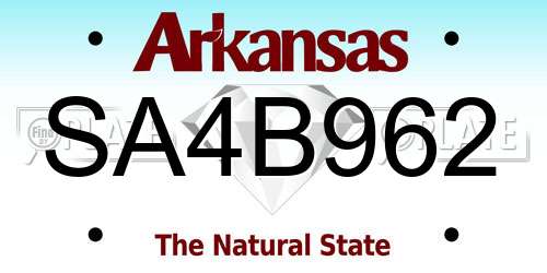 SA4B962 Arkansas License Plate