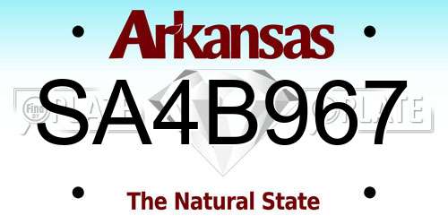 SA4B967 Arkansas License Plate