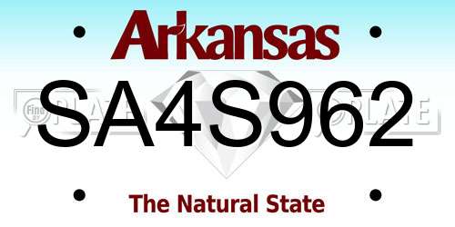 SA4S962 Arkansas License Plate