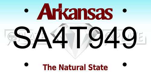 SA4T949 Arkansas License Plate