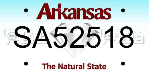 SA52518 Arkansas License Plate