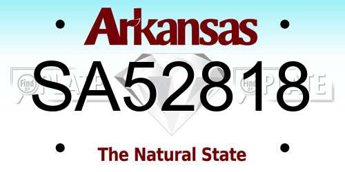 SA52818 Arkansas License Plate