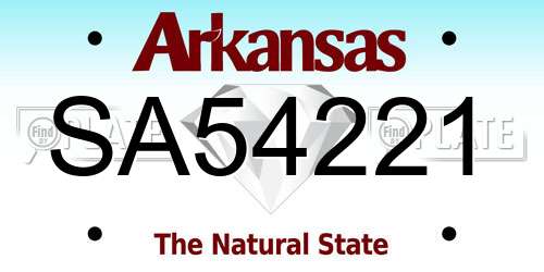 SA54221 Arkansas License Plate