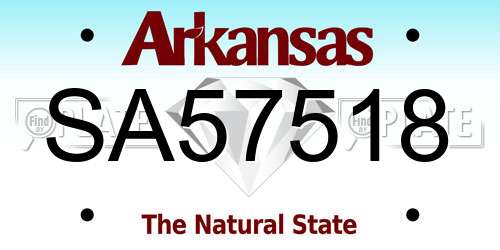 SA57518 Arkansas License Plate