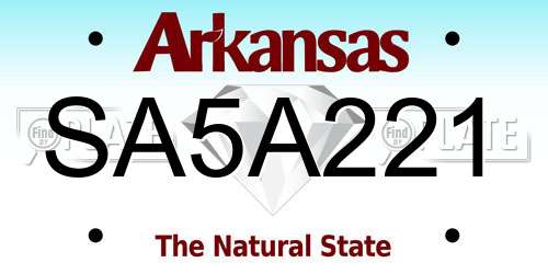 SA5A221 Arkansas License Plate