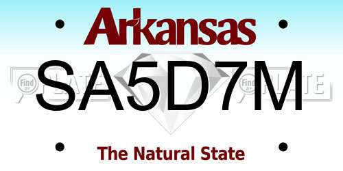 SA5D7M Arkansas License Plate
