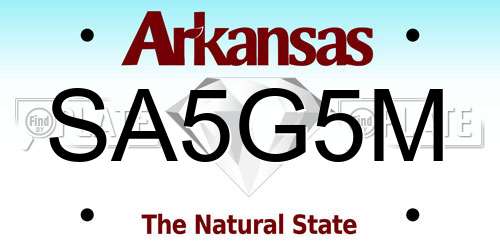 SA5G5M Arkansas License Plate