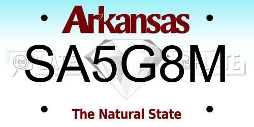 SA5G8M Arkansas License Plate