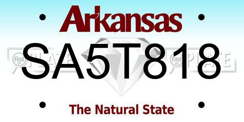 SA5T818 Arkansas License Plate