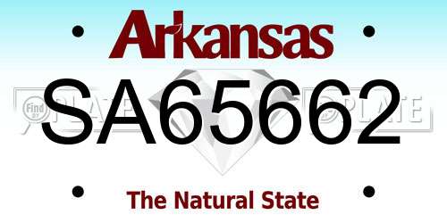 SA65662 Arkansas License Plate