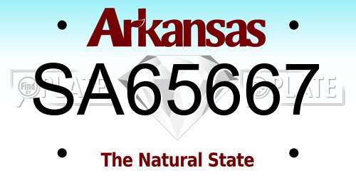 SA65667 Arkansas License Plate