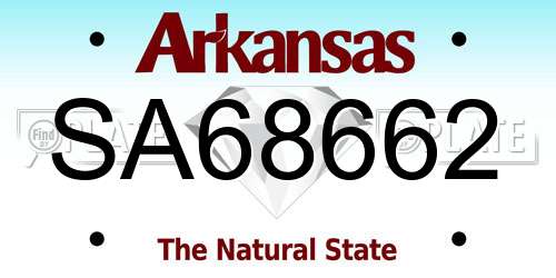 SA68662 Arkansas License Plate