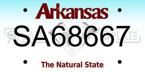 SA68667 Arkansas License Plate