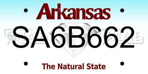 SA6B662 Arkansas License Plate