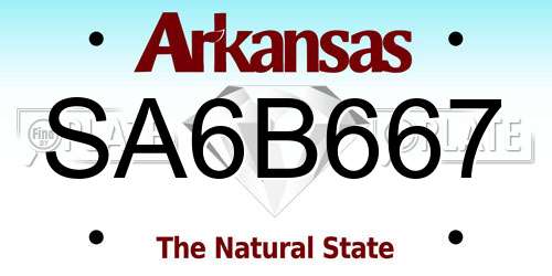 SA6B667 Arkansas License Plate