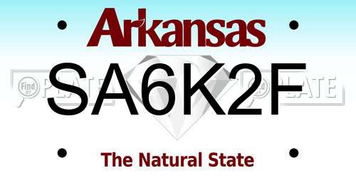 SA6K2F Arkansas License Plate