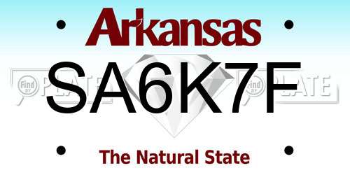 SA6K7F Arkansas License Plate
