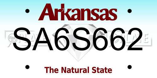 SA6S662 Arkansas License Plate