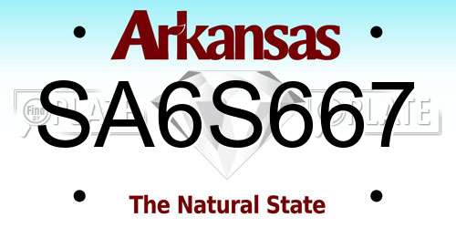 SA6S667 Arkansas License Plate