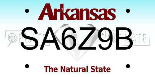 SA6Z9B Arkansas License Plate