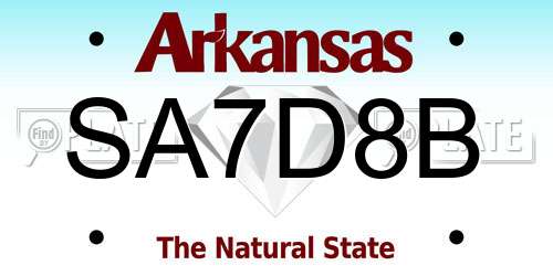 SA7D8B Arkansas License Plate