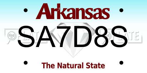 SA7D8S Arkansas License Plate