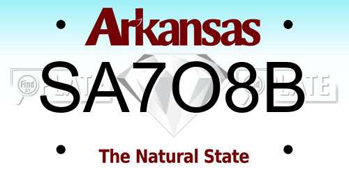 SA7O8B Arkansas License Plate