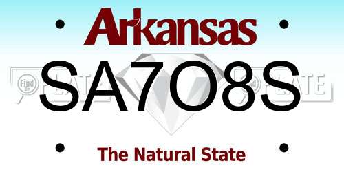 SA7O8S Arkansas License Plate