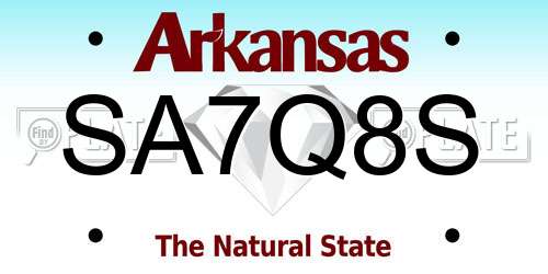 SA7Q8S Arkansas License Plate