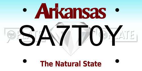 SA7T0Y Arkansas License Plate