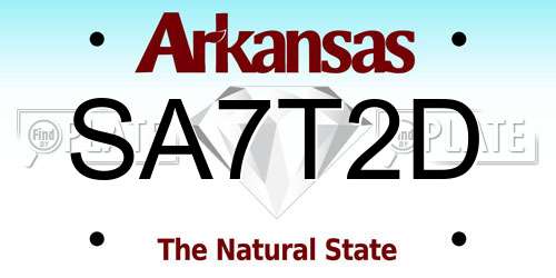 SA7T2D Arkansas License Plate