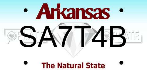 SA7T4B Arkansas License Plate