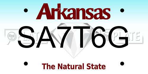 SA7T6G Arkansas License Plate