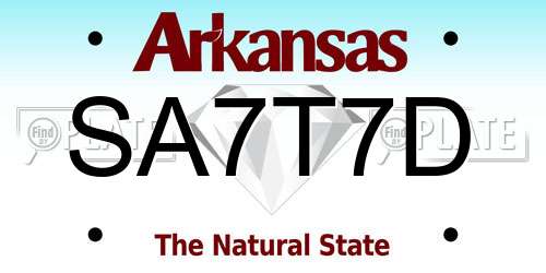 SA7T7D Arkansas License Plate