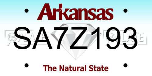 SA7Z193 Arkansas License Plate
