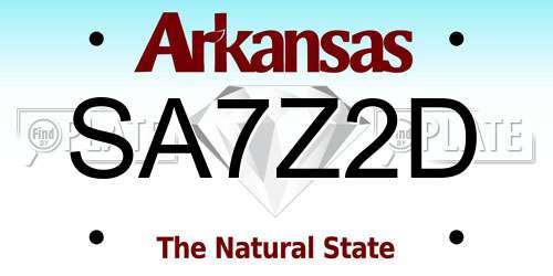 SA7Z2D Arkansas License Plate