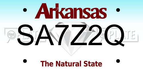 SA7Z2Q Arkansas License Plate