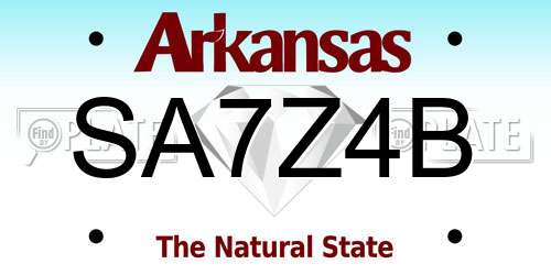 SA7Z4B Arkansas License Plate