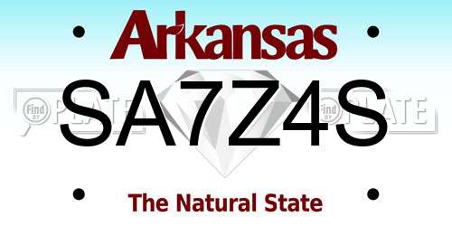 SA7Z4S Arkansas License Plate