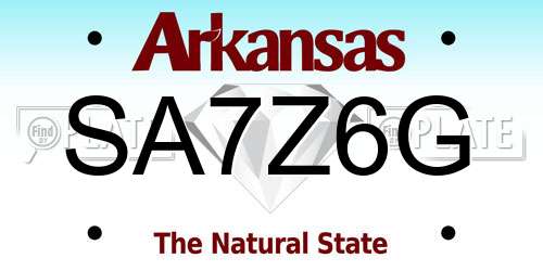 SA7Z6G Arkansas License Plate