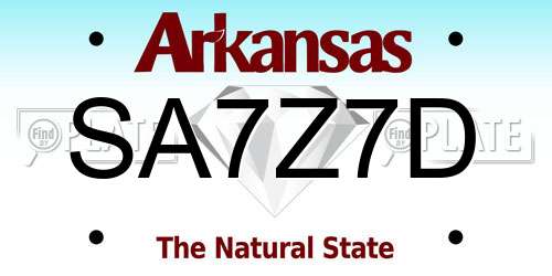 SA7Z7D Arkansas License Plate