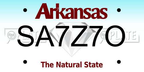 SA7Z7O Arkansas License Plate
