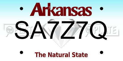 SA7Z7Q Arkansas License Plate
