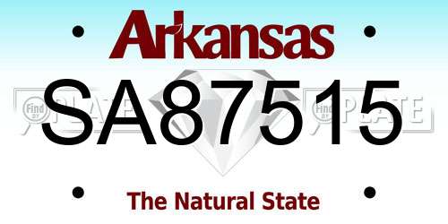 SA87515 Arkansas License Plate