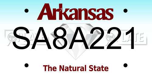 SA8A221 Arkansas License Plate