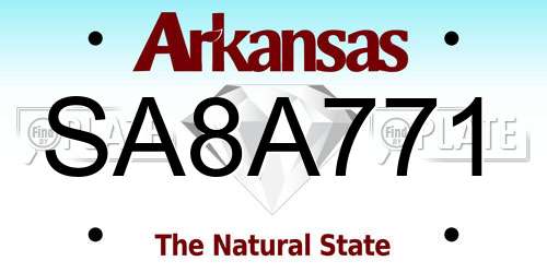 SA8A771 Arkansas License Plate